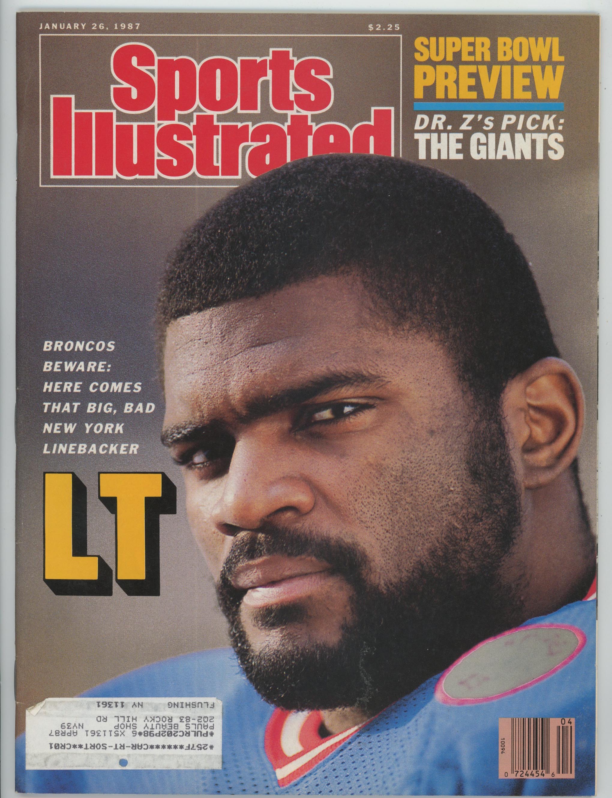 Lawrence Taylor • NY Giants "Super Bowl Preview" 1/26/87  Sports Illustrated ML