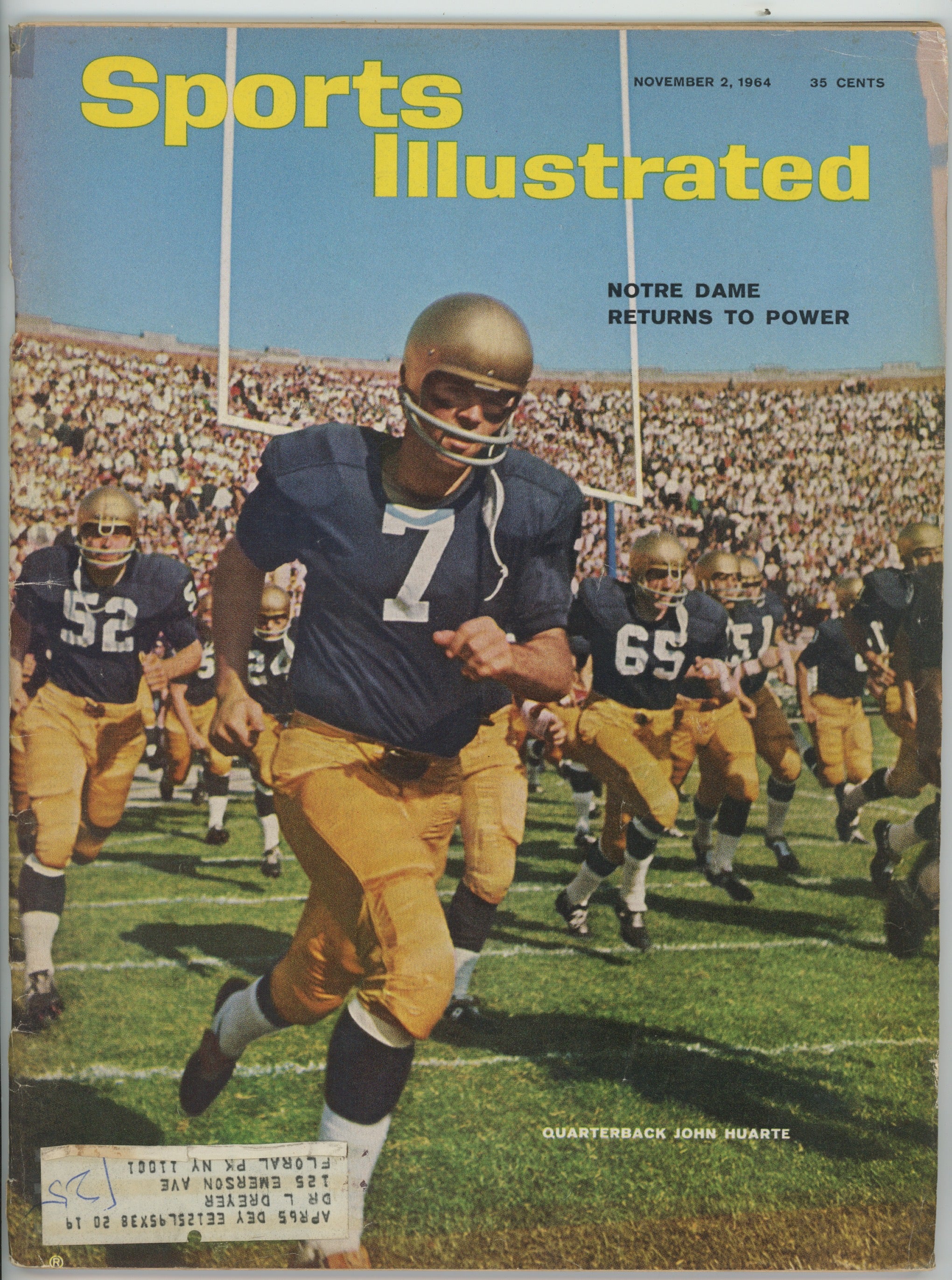 John Huarte • Notre Dame "Notre Dame Returns to Power" 11/2/64  Sports Illustrated ML