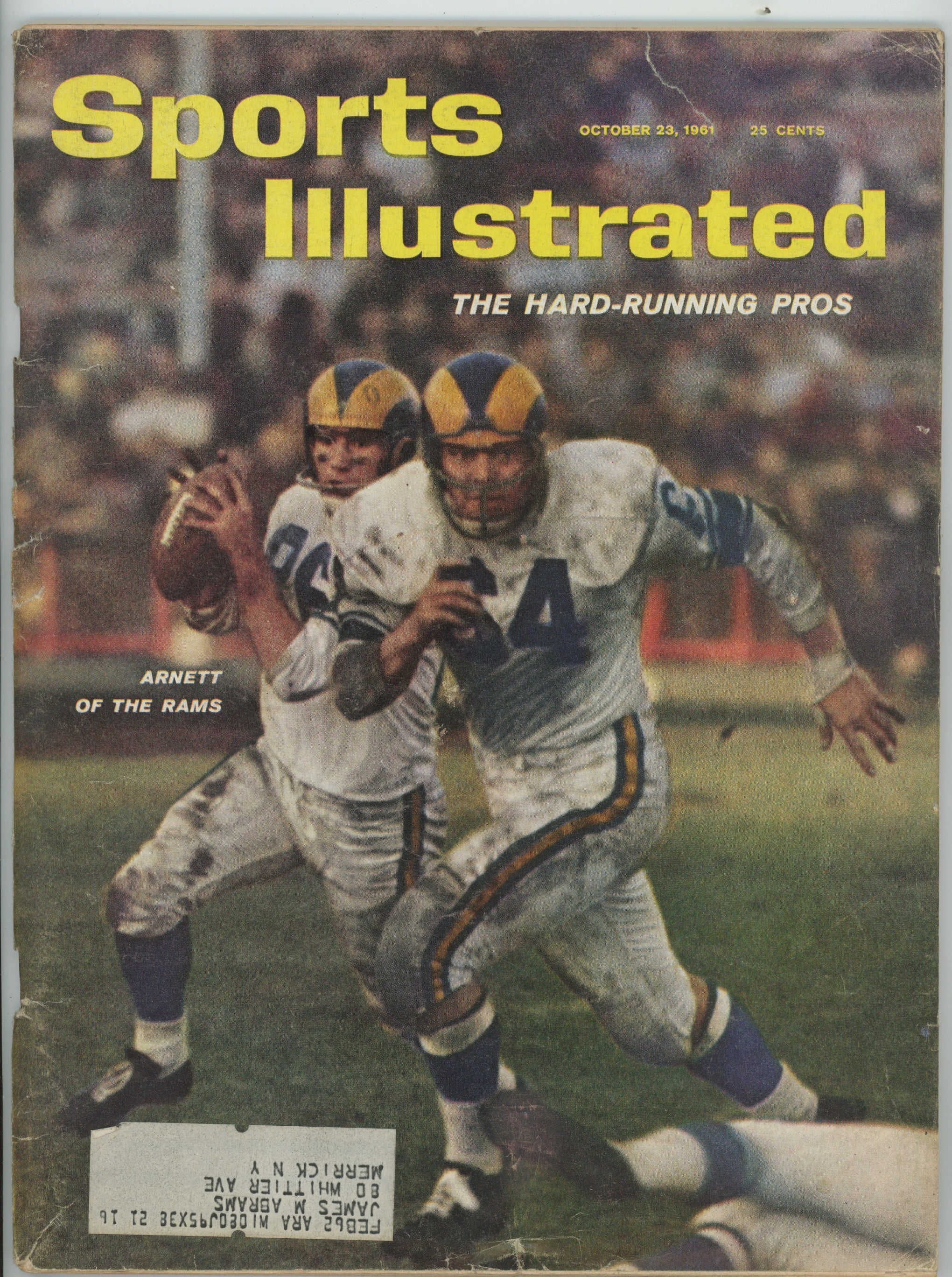 Arnett of the Rams "The Hard-Running Pros" 10/23/61  Sports Illustrated ML
