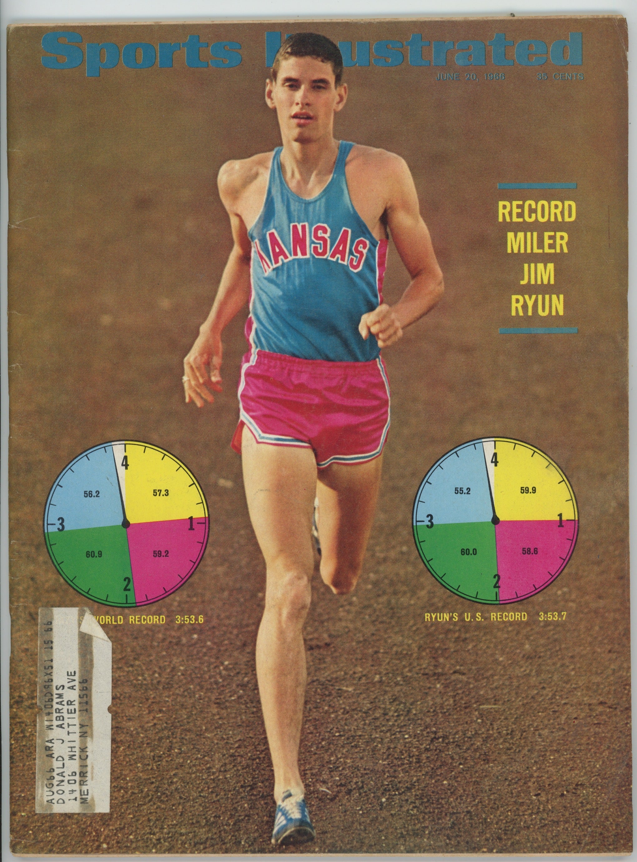 Jim Ryun "Record Miler Jim Ryun" 6/20/66 Sports Illustrated ML