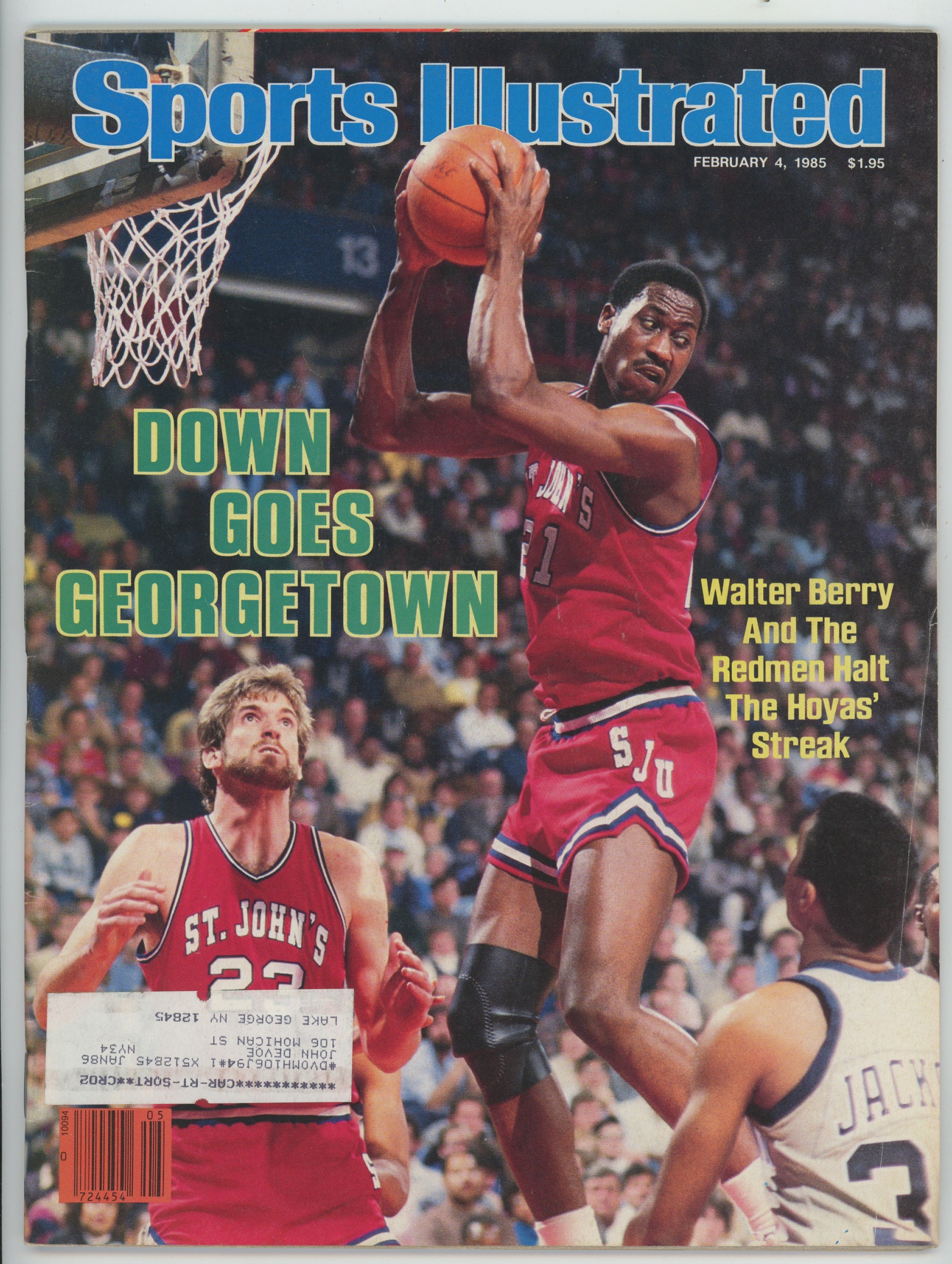 Walter Berry and the St. John's Redmen "Down Goes Georgetown" 2/4/85 Sports Illustrated ML