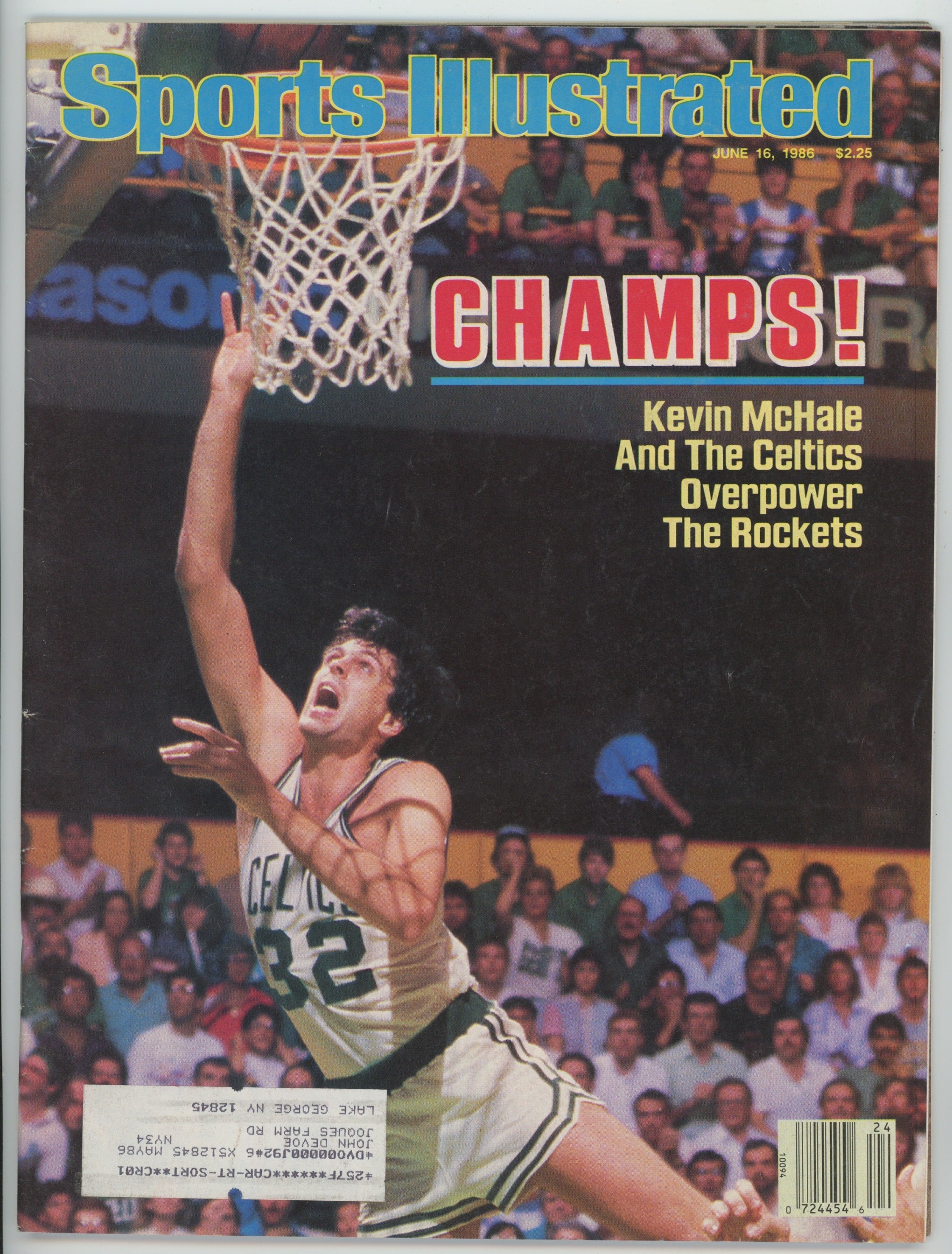 Kevin McHale Boston Celtics "CHAMPS!" 6/16/86 Sports Illustrated ML 1
