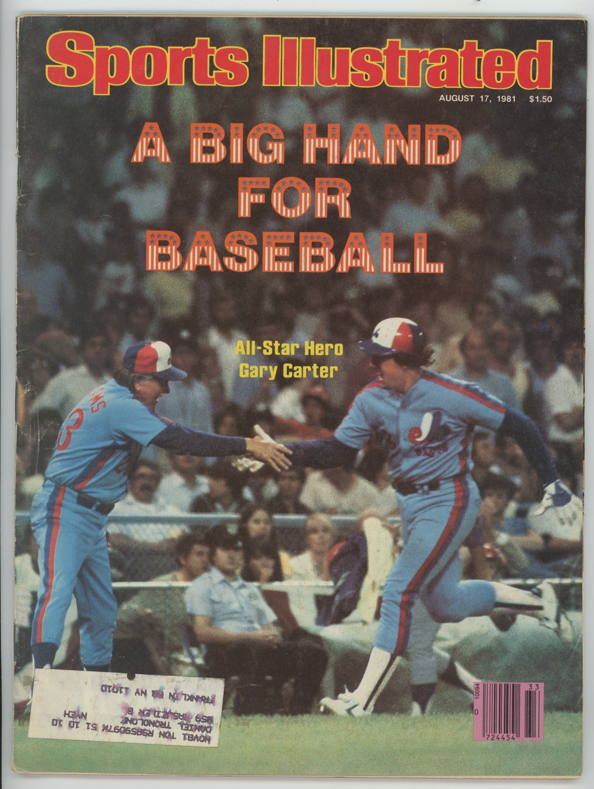 Gary Carter Montreal Expos "A Big Hand for Baseball" 8/17/81 Sports Illustrated ML