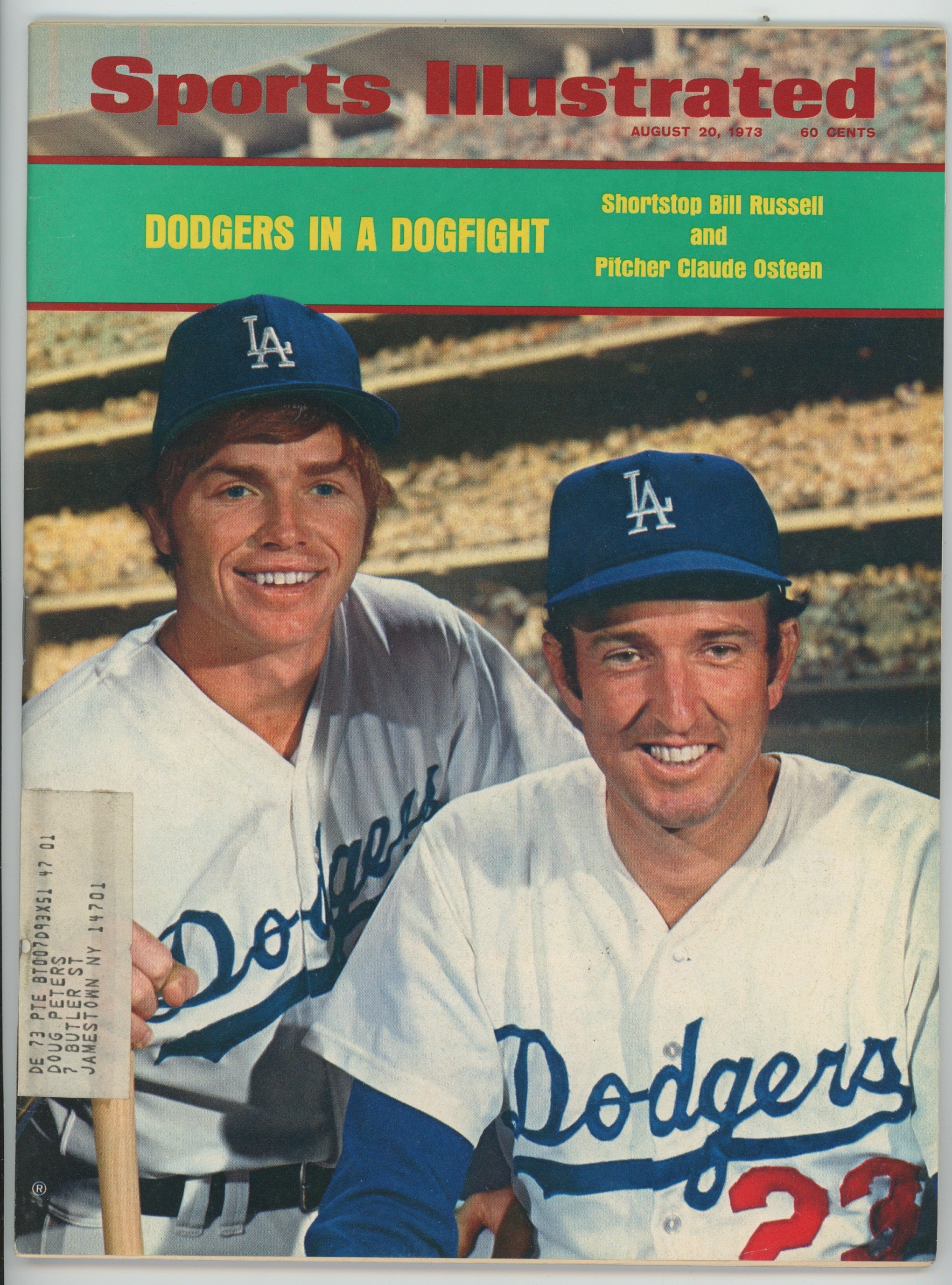Bill Russell & Claude Osteen L.A. Dodgers "Dodgers in a Dogfight" 8/20/73 Sports Illustrated ML