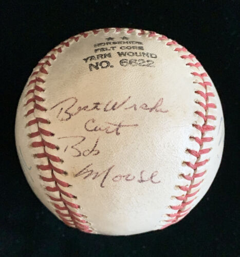 Late 1960s Bob Moose (died age 29) Pitt. Pirates SIGNED Baseball 4 total sigs