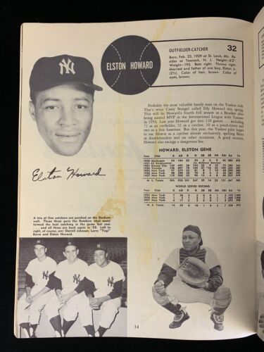 1958 New York Yankees Official Yearbook (4/10 roster) - back cover piece missing