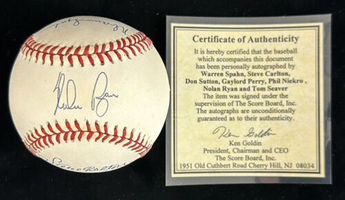 300 Win Club MULTI SIGNED Official AL Baseball 7 sigs w/ Score Board COA