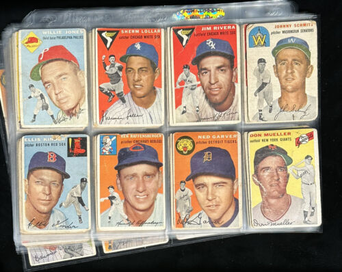 1954 Topps Baseball Starter Set Lot of 112 Different Commons - Low Grade