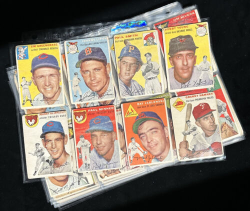 1954 Topps Baseball Starter Set Lot of 75 Different Commons - Low Grade