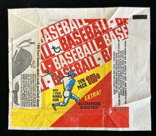 1970 Topps Baseball Card 10-cent Wax Pack Wrapper w/ Whale Tooth Ad