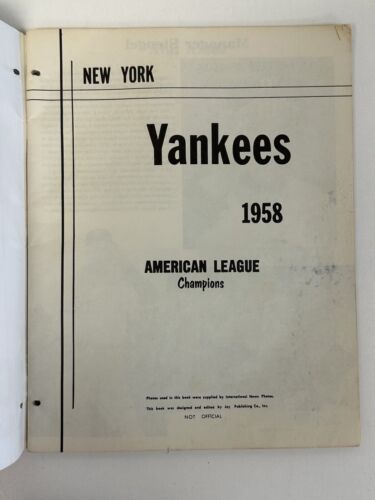 1958 Jay Publishing New York Yankees Yearbook