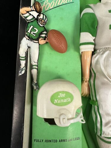 1970 Mego Broadway Joe Namath NY Jets 12” Doll w/ Original Box Helmet & Football