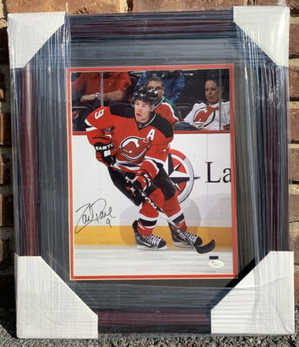 Zach Parise NJ Devils SIGNED Double-Matted Framed 11x14 Color Hockey Photo JSA