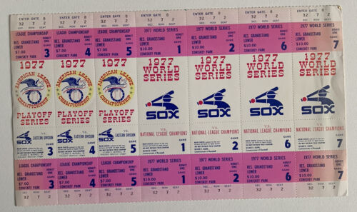 (7) 1977 Chicago White Sox ALCS & World Series Phantom Tickets - Unperforated