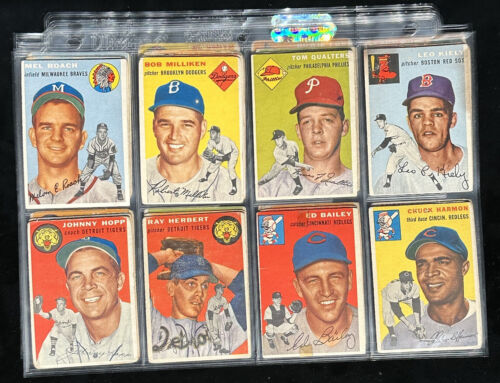 1954 Topps Baseball Starter Set Lot of 75 Different Commons - Low Grade