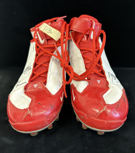 2008 Dwayne Bowe KC Chiefs DUAL SIGNED Game Used NFL Nike Superbad Cleats photo