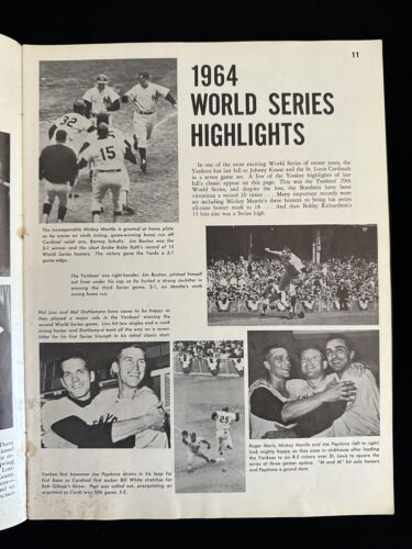 1965 New York Yankees Official Baseball Yearbook w/ Mantle , Maris , Ford - VG