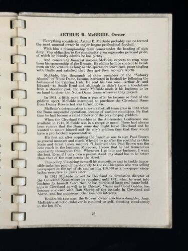 1950 Cleveland Browns NFL Football Press Radio & TV Media Guide