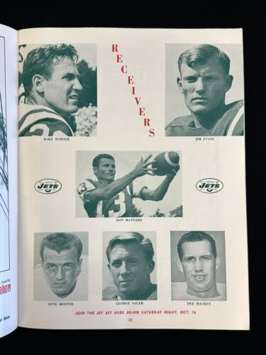 Sept. 18, 1965 NY Jets AFL Football Program Joe Namath 1st Game & 1st TD Pass