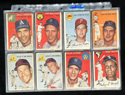 1954 Topps Baseball Starter Set Lot of 75 Different Commons - Low Grade