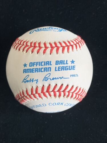 Gene Woodling NY Yankees SIGNED Official AL Bobby Brown Baseball w/ hologram