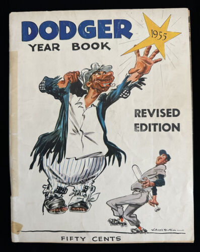 1955 Brooklyn Dodgers Official REVISED Yearbook w/ Jackie Robinson & Koufax - VG