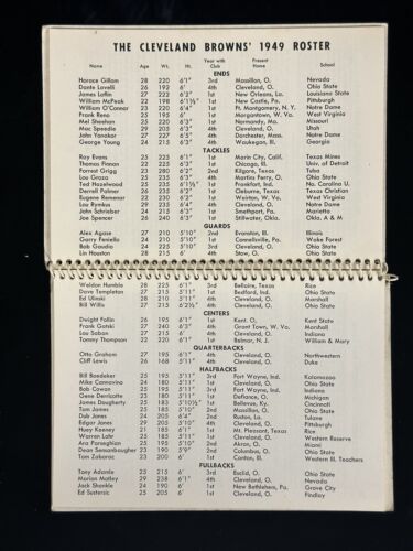 1949 Cleveland Browns AAFC Football Press Radio & TV Media Guide