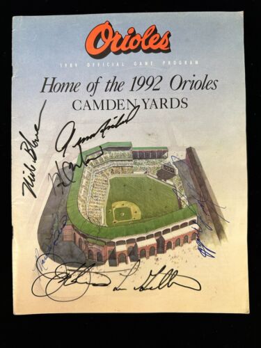 1992 Baltimore Orioles Baseball Program vs NY Yankees SIGNED by 8 Yankees