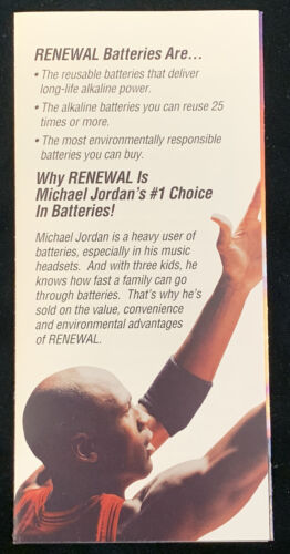 1995 Rayovac Batteries Michael Jordan 3.5x7” Advertising Color Foldout Pamphlet