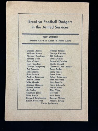 1943 Brooklyn Dodgers NFL Football Press & Radio Media Guide Book RARE!