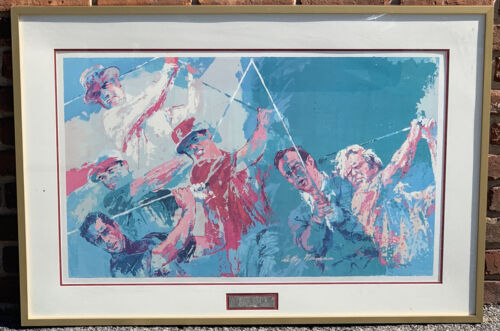 Original 1973 Leroy Neiman Framed Poster Legends Of Golf Hogan Palmer  Nicklaus