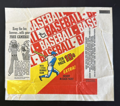 1970 Topps Baseball Card 10-cent Wax Pack Wrapper w/ Camera Ad