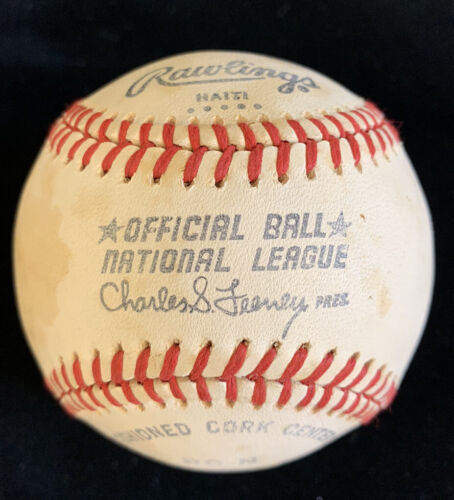 Ralph Branca - Bobby Thomson SIGNED NL Feeney Baseball  stained w/ hologram