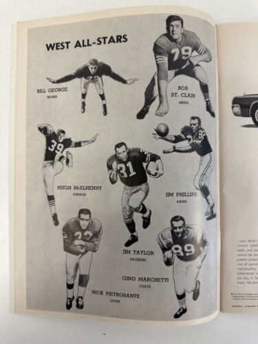 January 14, 1962 All-Star Football Pro Bowl Program – 1961 Season