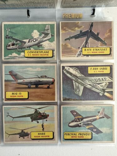 1957 Topps Planes Non Sport Trading Card Complete Set of 120 - Blue Backs - EX