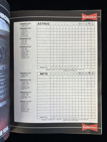 1986 New York Mets NLCS Program vs Houston Astros - Unscored - EX