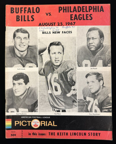 August 25, 1967 AFL Football Program Philadelphia Eagles @ Buffalo Bills - VG-EX