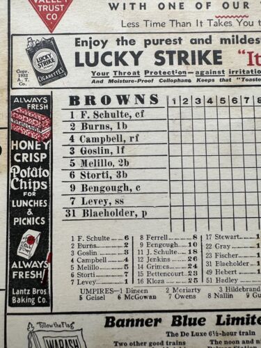 1932 St. Louis Browns Baseball Program vs Yankees w/ Babe Ruth & Lou Gehrig