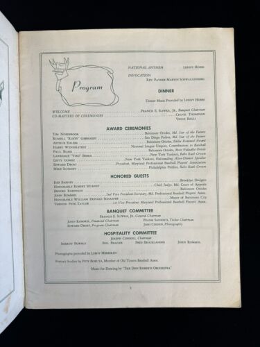 1975 Maryland Baseball Banquet MULTI SIGNED Program 4 sigs w/ Berra Blair Weaver