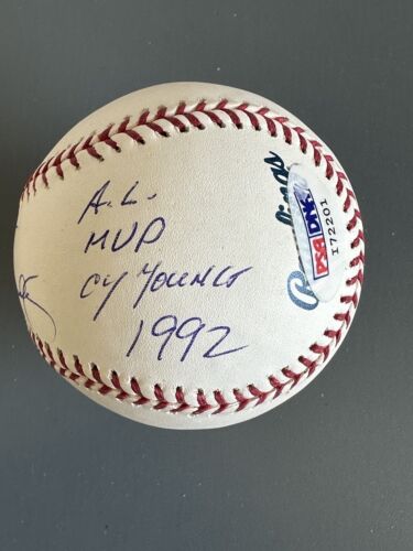 Dennis Lee Eckersley AL MVP CY 1992 SIGNED Official ML Baseball PSA DNA sticker