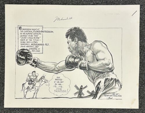 STUNNING Muhammad Ali SIGNED Original Bruce Stark Pen & Ink 11x14 Artwork 1/1