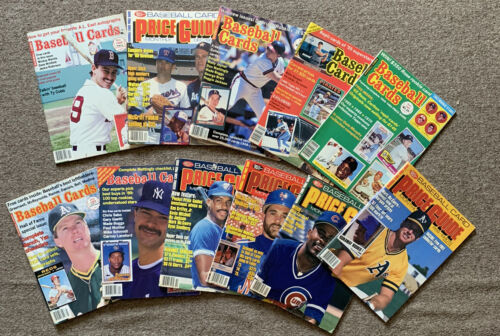 12 Diff 1980s Baseball Card Price Guides w/ Original Card Inserts Mantle Rose +