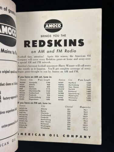 1950 Washington Redskins NFL Football Press Radio & TV Media Guide