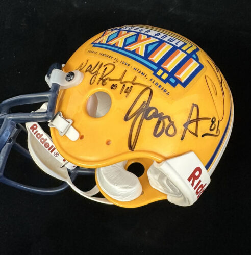 Super Bowl XXXIII MULTI SIGNEDMini Helmet 10 sigs w/ Tony Siragusa Beckett LOA