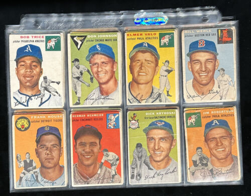 1954 Topps Baseball Starter Set Lot of 75 Different Commons - Low Grade