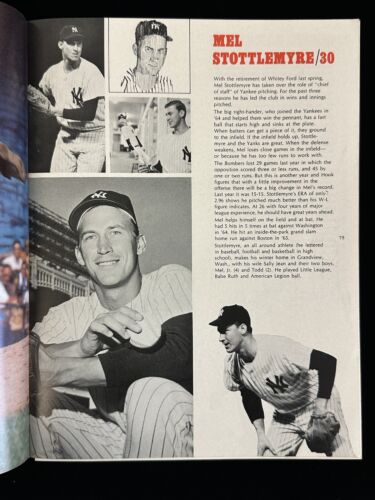 1968 New York Yankees Official Baseball Yearbook Roster of April 4 EX loose page