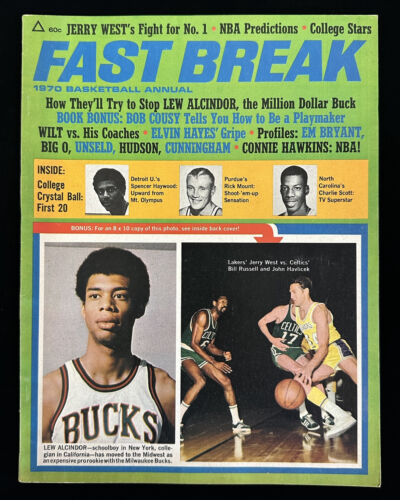 1970 FAST BREAK Basketball Annual Magazine - Lew Alcindor / Russell / West - EM