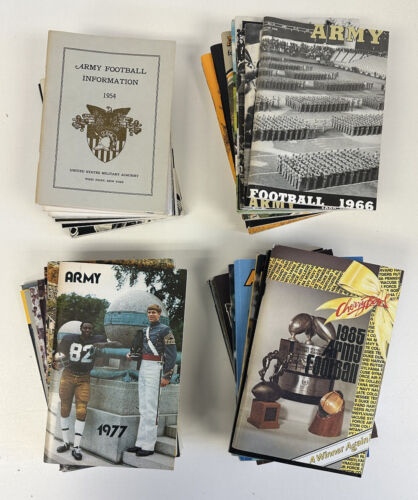 Lot of 39 Different ARMY Football Media Guides 1954 thru 1993 inclusive