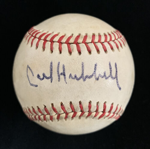 Carl Hubbell New York Giants SIGNED Official NL Feeney Baseball JSA LOA