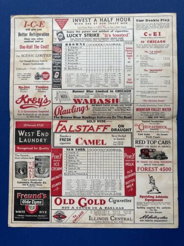 1932 St. Louis Browns Baseball Program vs Yankees w/ Babe Ruth & Lou Gehrig